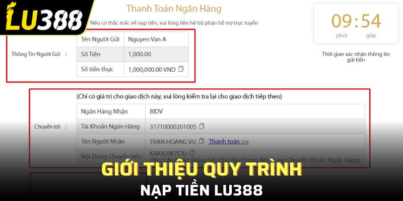 Giới thiệu quy trình nạp tiền Lu388